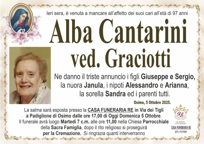 Alba CANTARINI, vedova GRACIOTTI