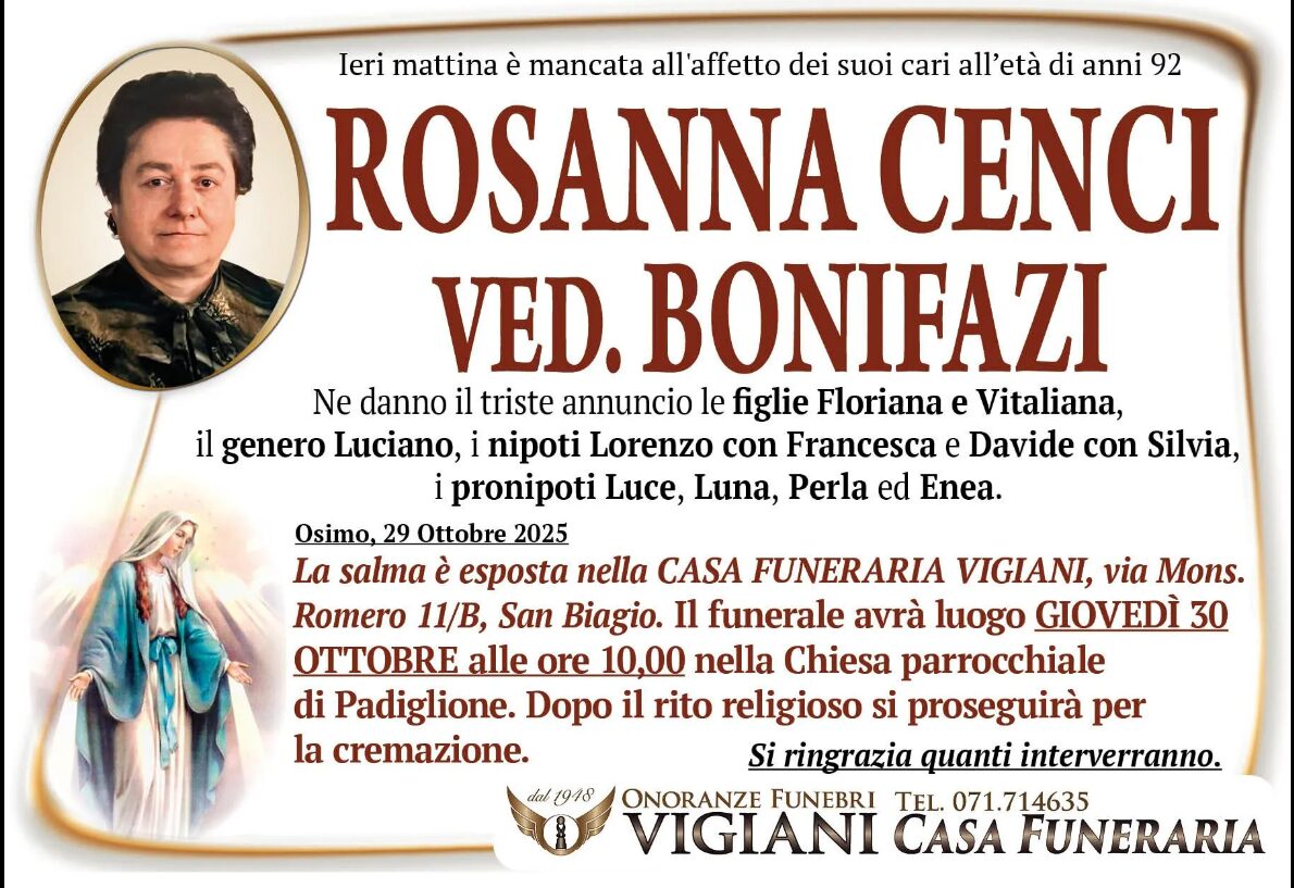 Rosanna CENCI, vedova BONIFAZI