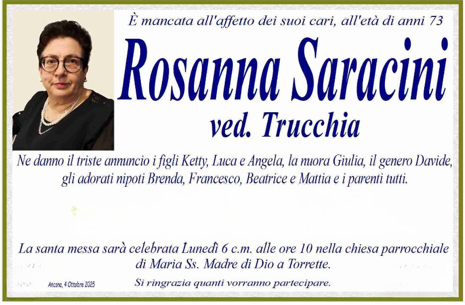 Rosanna SARACINI, vedova TRUCCHIA