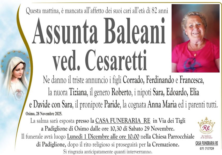 Assunta BALEANI, vedova CESARETTI