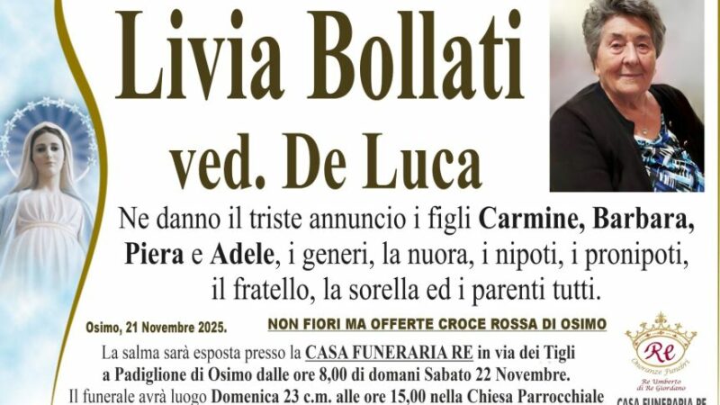 Livia BOLLATI, vedova DE LUCA
