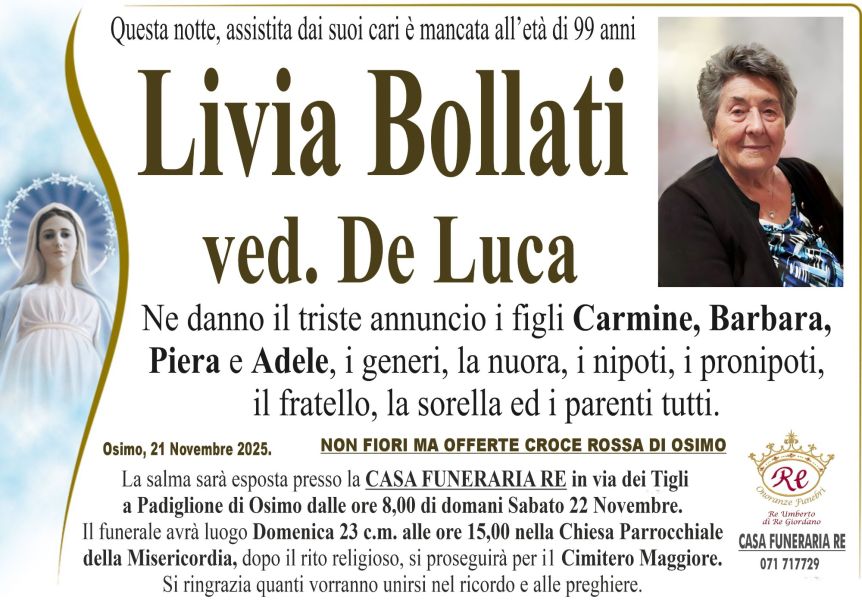 Livia BOLLATI, vedova DE LUCA