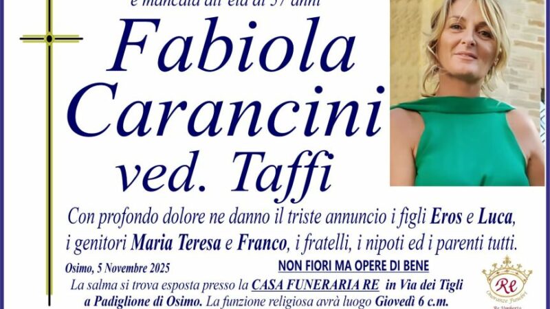 Fabiola CARANCINI, vedova TAFFI