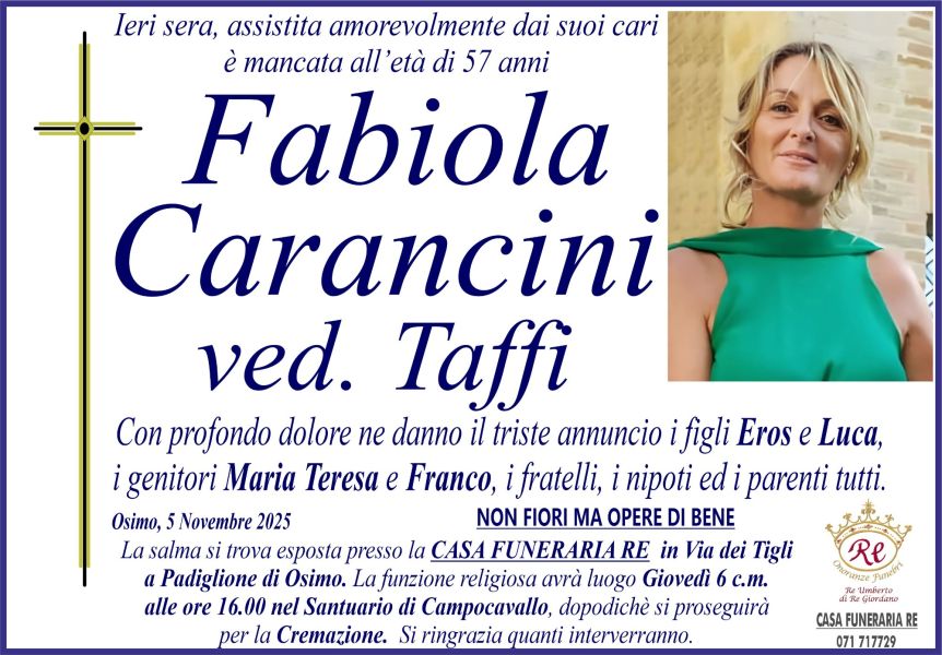 Fabiola CARANCINI, vedova TAFFI