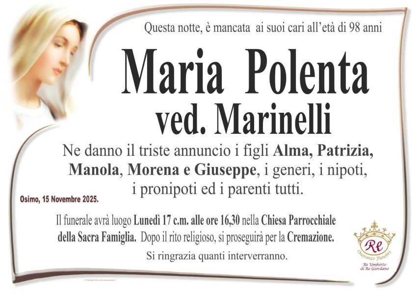 Maria POLENTA, vedova MARINELLI