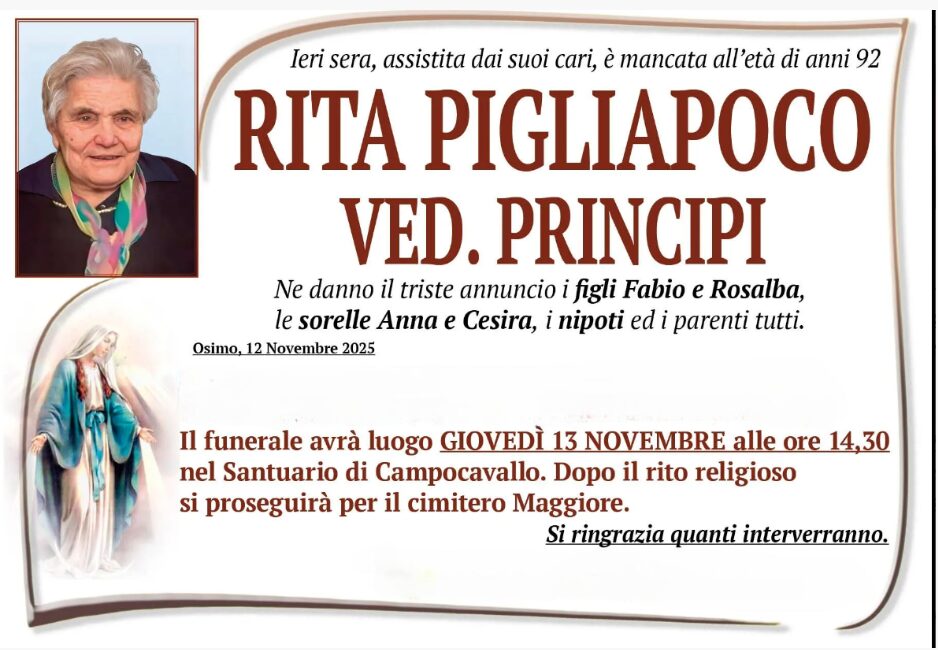 Rita PIGLIAPOCO, vedova PRINCIPI