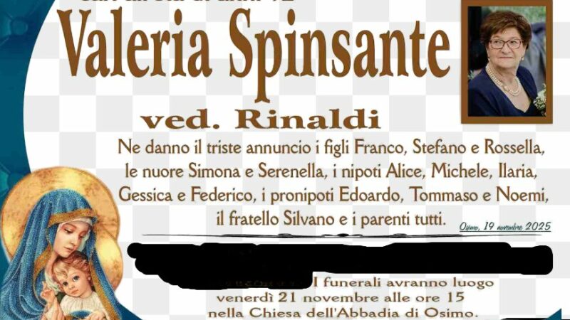 Valeria SPINSANTE, vedova RINALDI