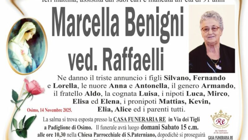 Marcella BENIGNI, vedova RAFFAELLI