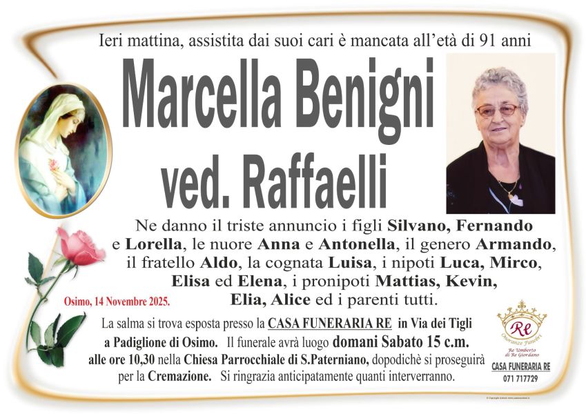 Marcella BENIGNI, vedova RAFFAELLI