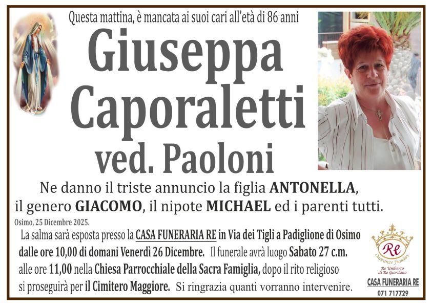 Giuseppa CAPORALETTI, vedova PAOLONI