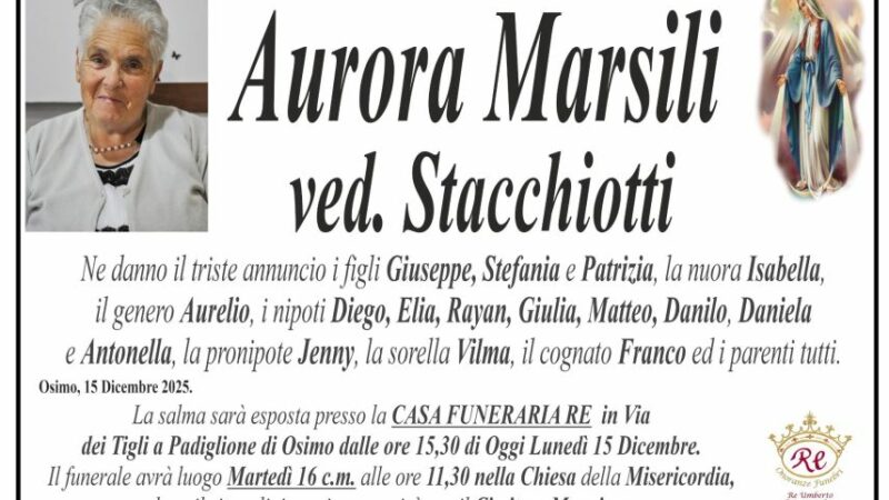 Aurora MARSILI, vedova STACCHIOTTI