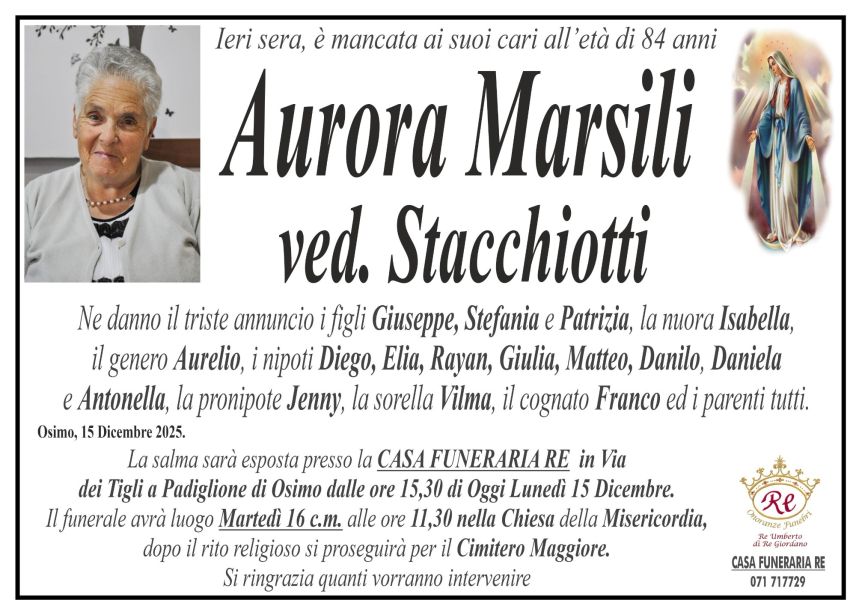 Aurora MARSILI, vedova STACCHIOTTI