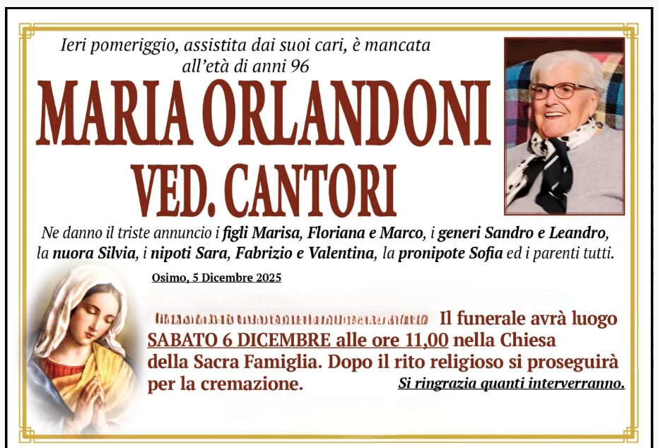Maria ORLANDONI, vedova CANTORI