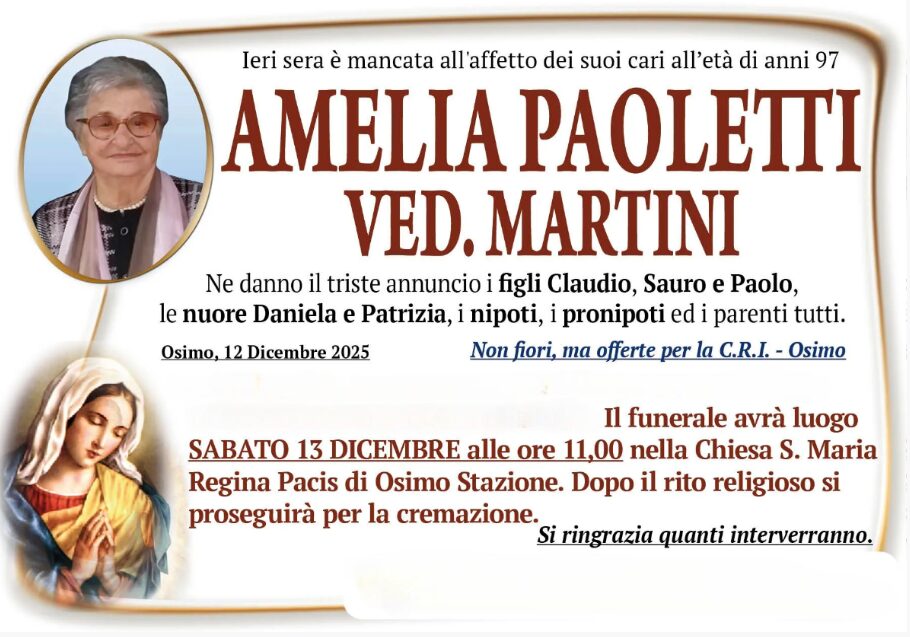 Amelia PAOLETTI, vedova MARTINI