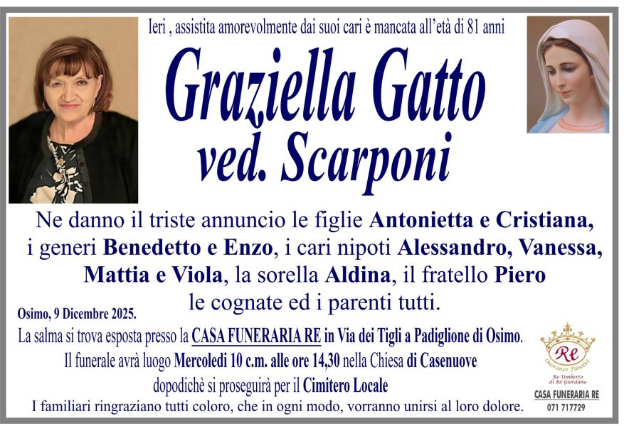 Graziella GATTO, vedova SCARPONI