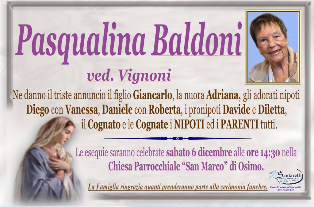 Pasqualina BALDONI, vedova VIGNONI