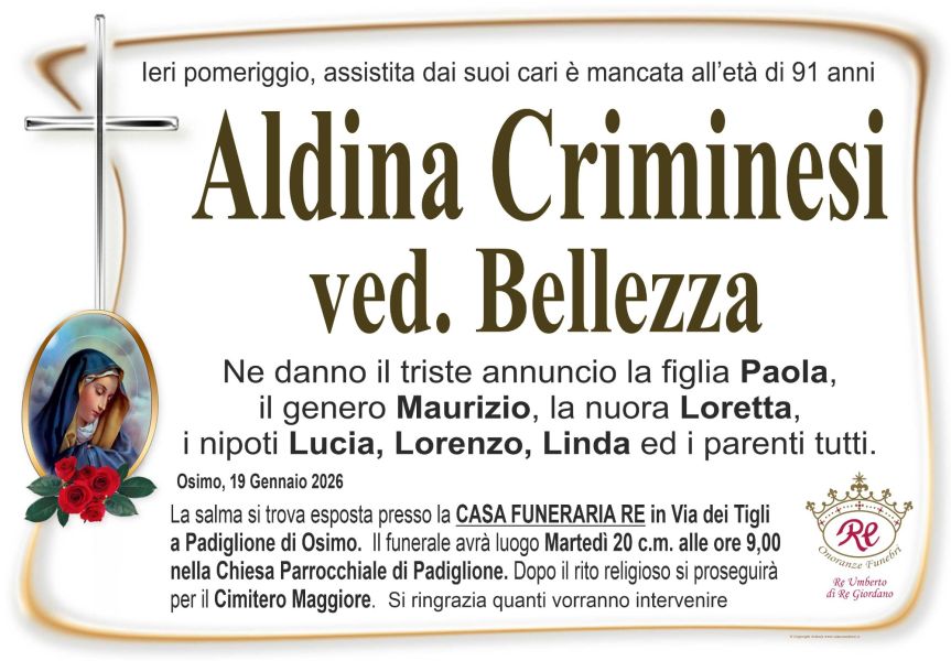 Aldina CRIMINESI, vedova BELLEZZA