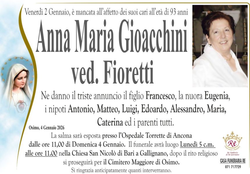 Anna Maria GIOACCHINI, vedova FIORETTI