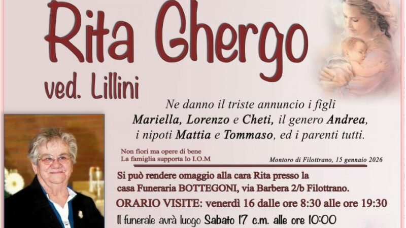Rita GHERGO, vedova LILLINI