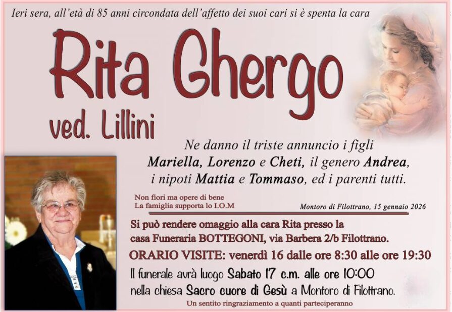 Rita GHERGO, vedova LILLINI