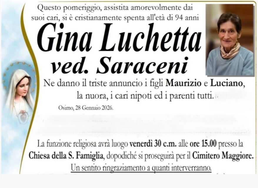 Gina LUCHETTA, vedova SARACENI